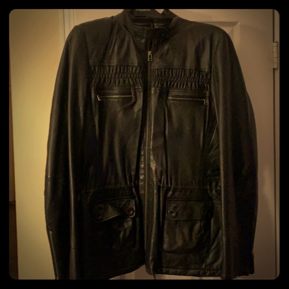 Danier black leather coat
